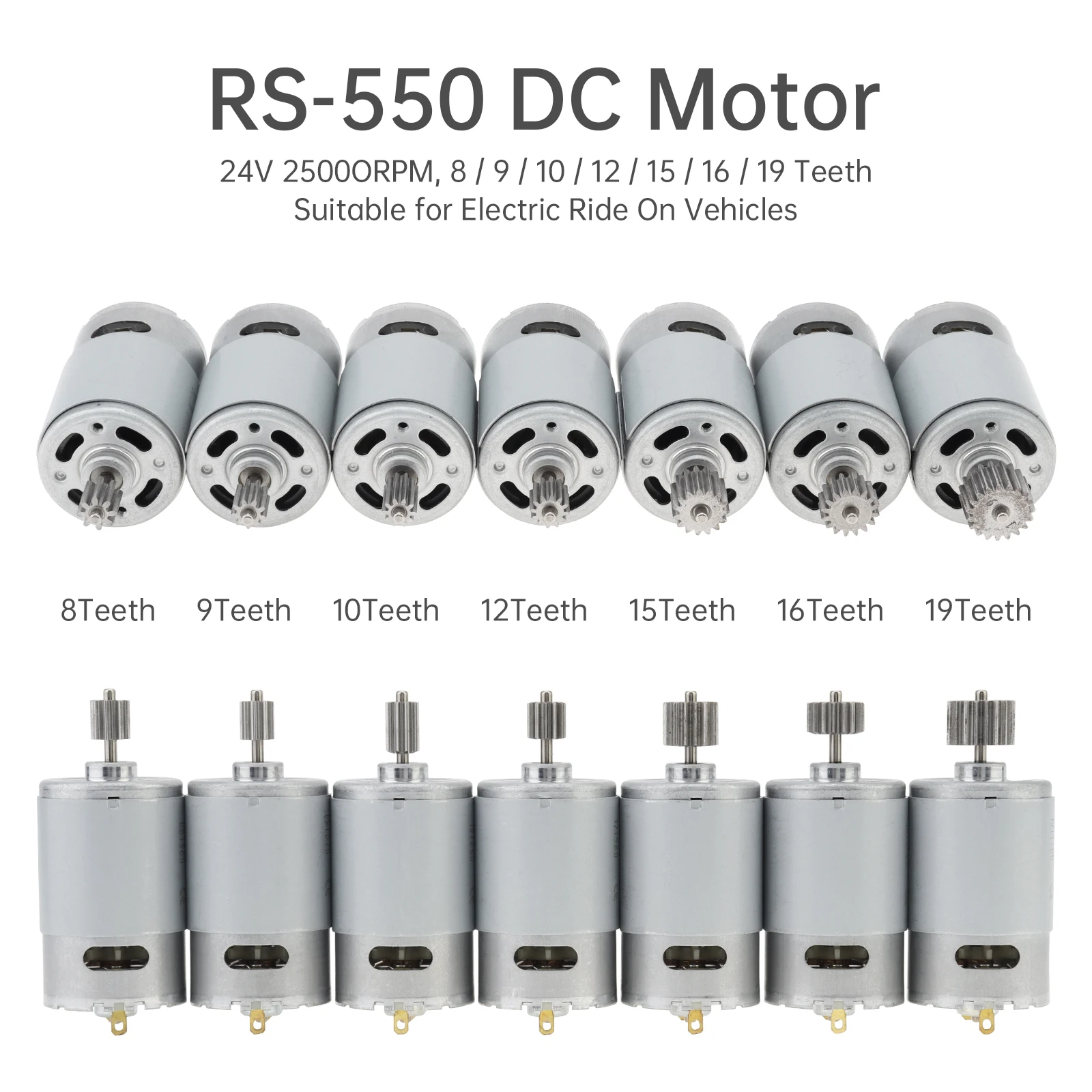 8-19 Teeth RS550 DC Motor 24V 25000RPM High Speed Electric Motor Drive Engine Replacement for Electric Ride On Vehicles Upgrade