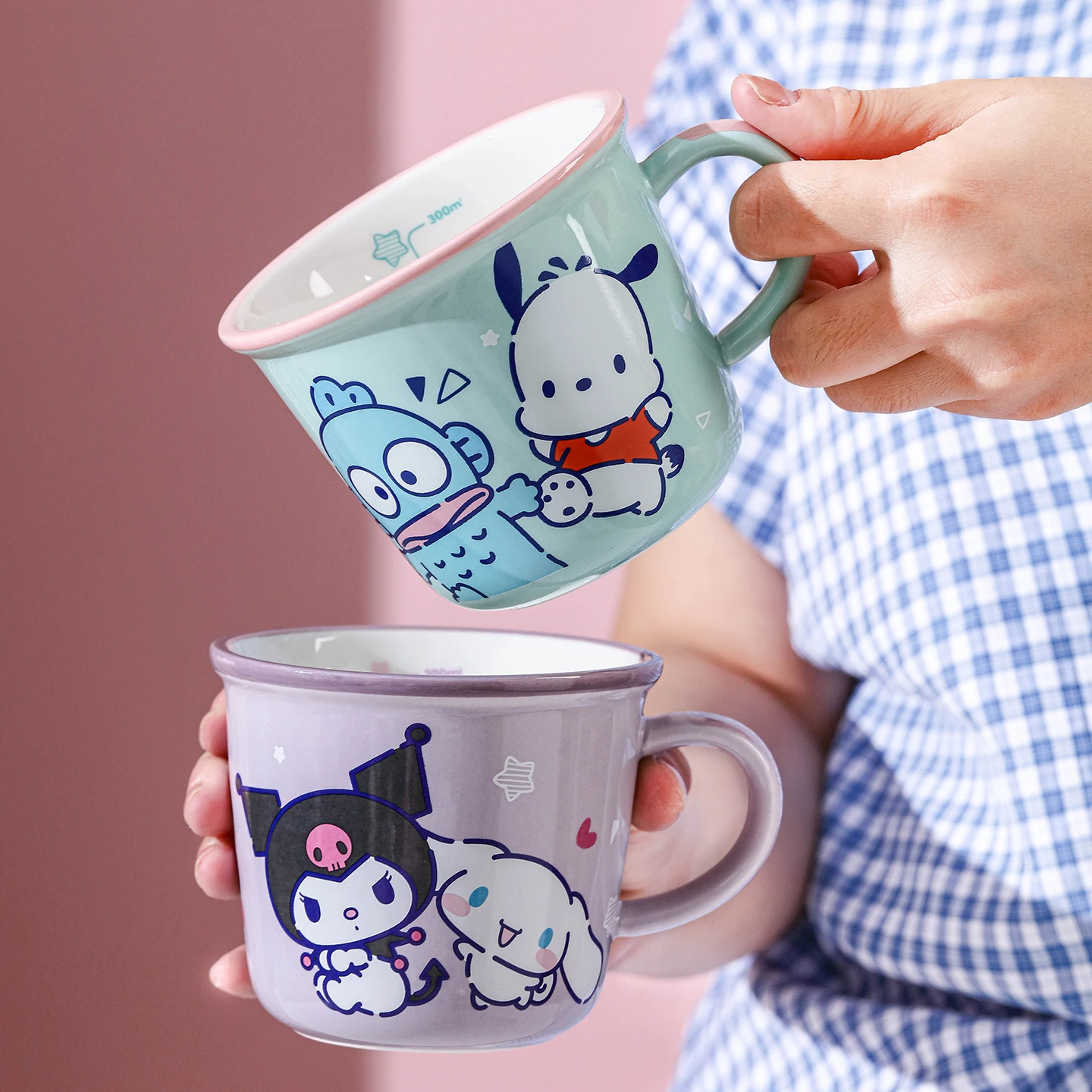 310Ml Cartoon Sanrio Hello Kitty My Melody Cinnamoroll Kuromi Ceramic Box Set Mug Kawaii  Kitchen Milk Cup Child Special Gift