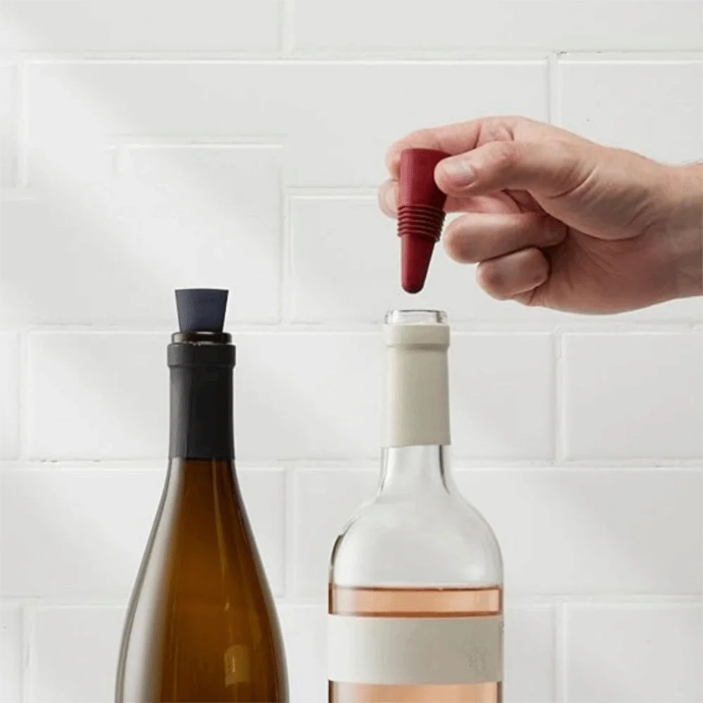 2pcs Creative Conical Silicone Wine Bottle Stopper Sealed Reusable Champagne Cap Leak Proof Wine Cork Seasoning Bottle