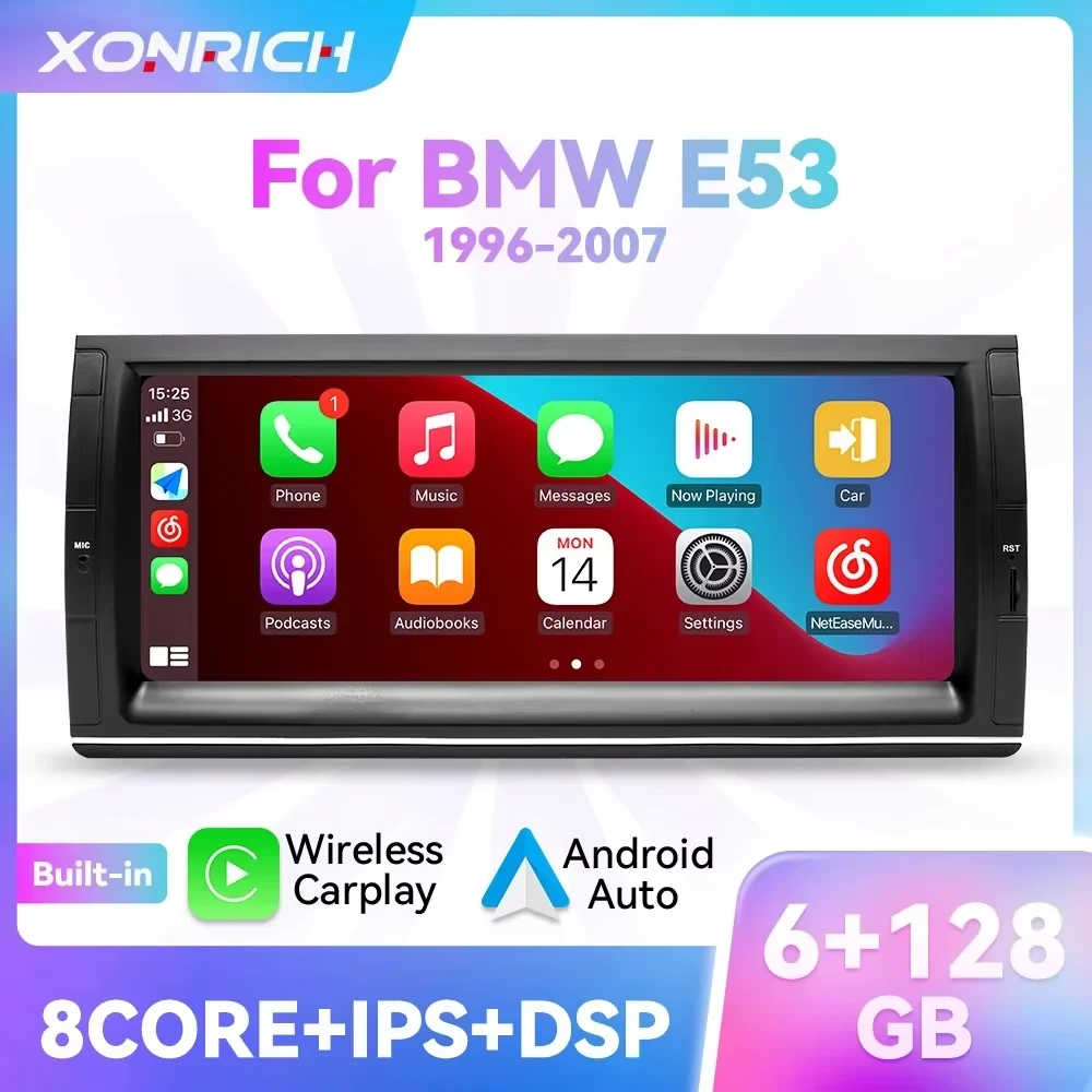 Wireless Carplay Octa Core Android 14 Car Multimedia Player GPS Navigation Stereo Radio For BMW E39 E53 M5 1995-2003 128GB DSP