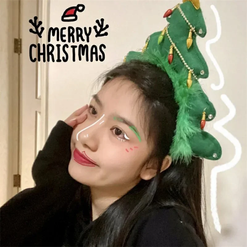 Korean Christmas Tree Hat Christmas New Year Hair Accessories Xmas Headwear Hats Photography Props Party Decoration Supplies