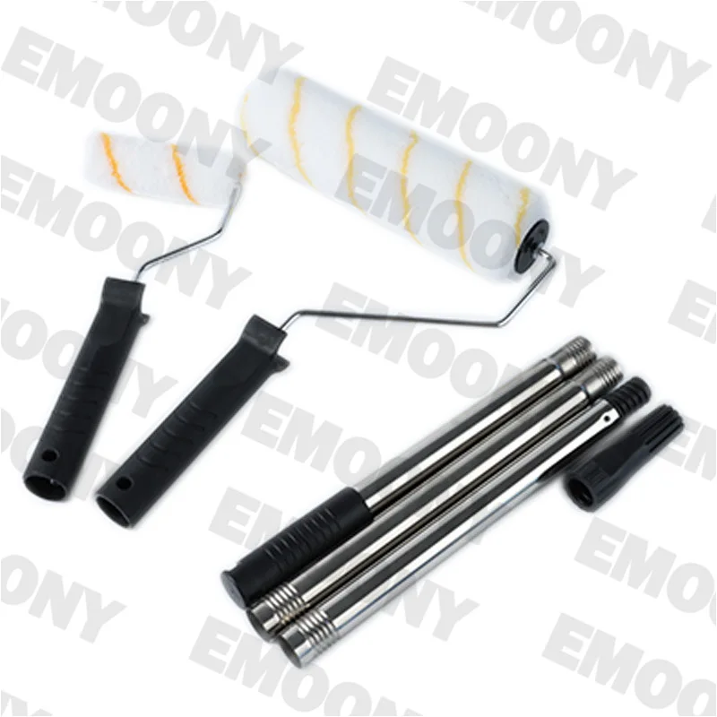 Conjunto de ferramentas de rolo de pintura de 9 polegadas, rolo de bandeja de pintura, haste de extensão de estrutura de rolo de cobertura de cabelo