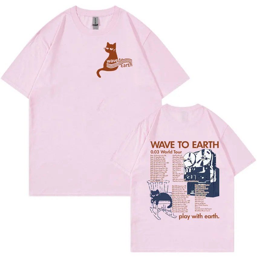 Onda para terra gato 0.03 turnê mundial t camisa das mulheres dos homens retro harajuku moda camisetas 100% algodão oversized camiseta y2k streetwear