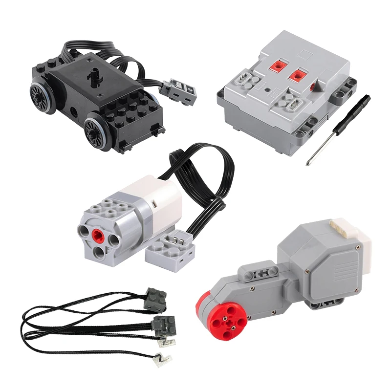 Kit de Motor de funciones de potencia de tren MOC, caja de batería de montaña rusa, conector PF, Motor de tren para robótica de bloques de construcción técnicos