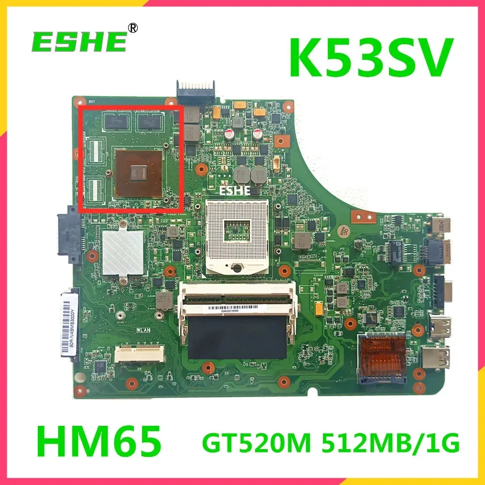 Placa base para ordenador portátil K53SV, para ASUS K53SV K53SJ K53SM K53SC K53S X53S A53S, tarjeta gráfica GT540M GT520M de 1GB