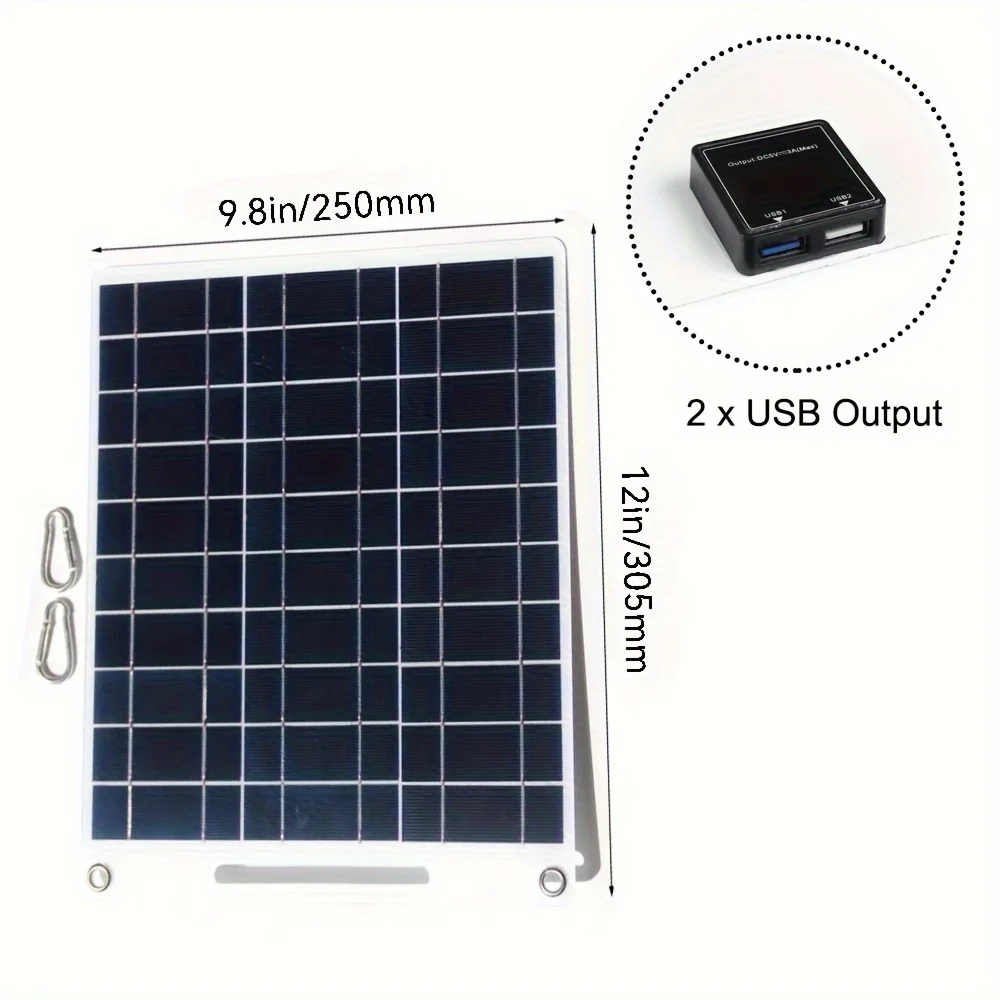 1Pc solar panel portable 5V dual USB quick access solar panel kit for outdoor emergency charging, hiking mobile phone charger