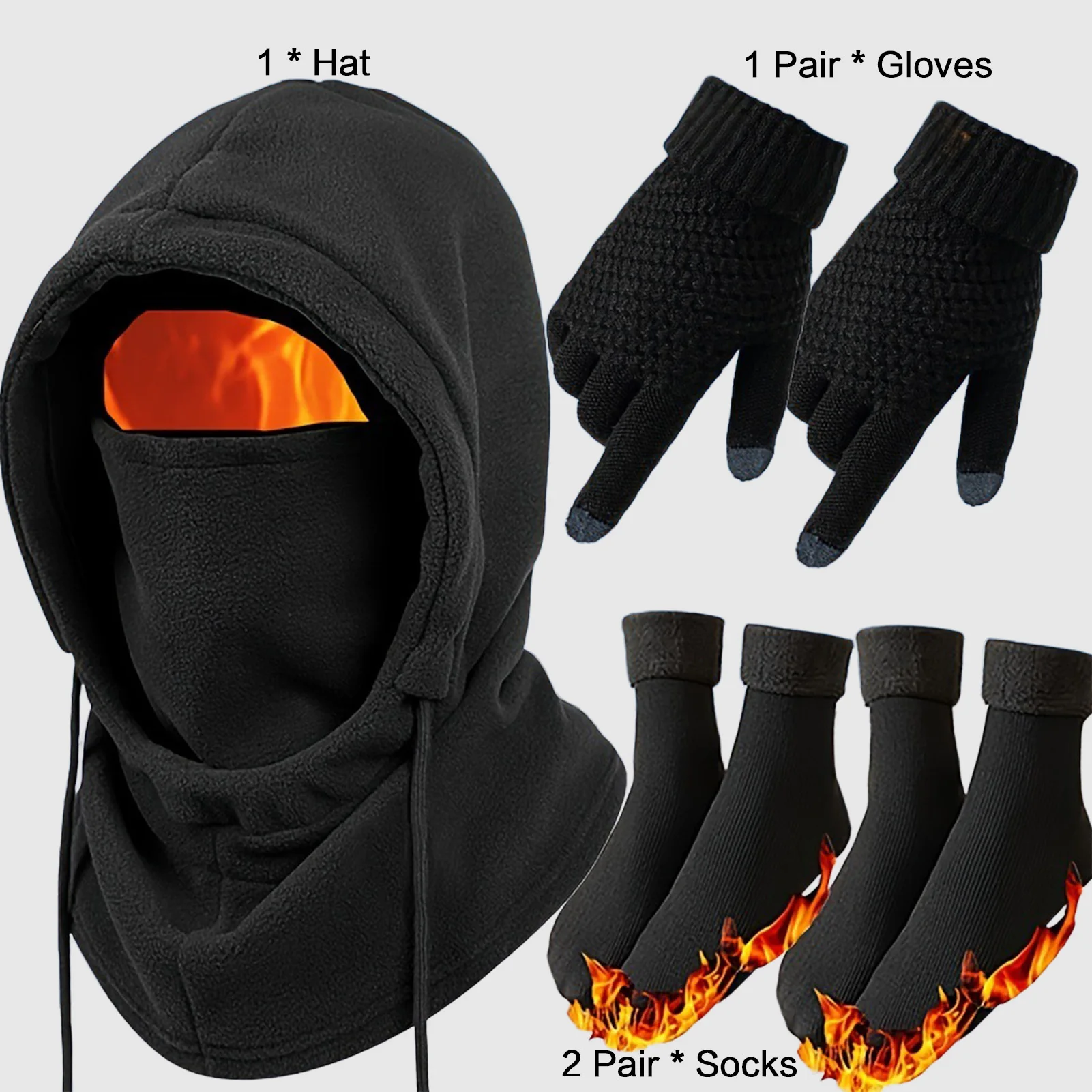 3-4 قطع من قفازات قبعة الشتاء، مجموعة جوارب مقاومة للرياح ومضادة للانزلاق وقابلة للتمدد للجنسين للرياضات الخارجية والاستخدام اليومي