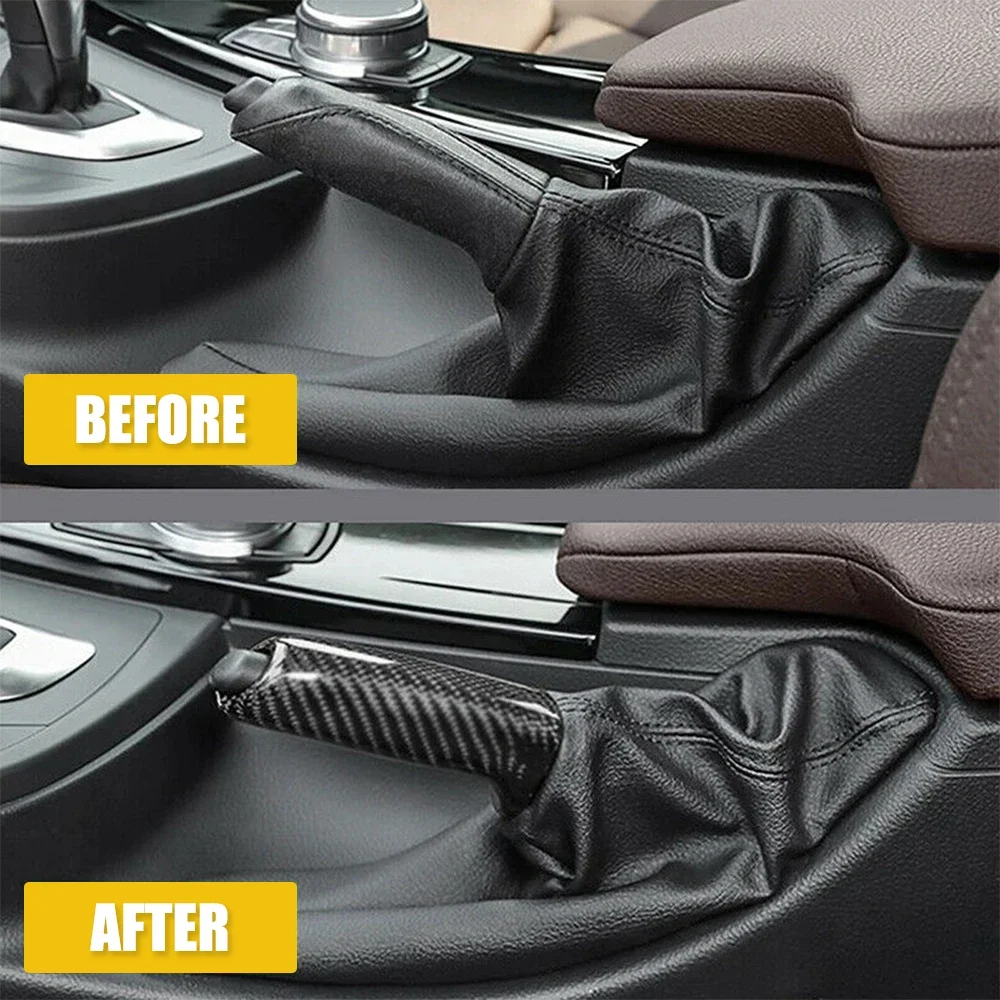 Carbon Fiber Style Handbrake Brake Handle Cover For BMW E60 E61 E63 E64 X1 E84 X3 E83 Z4 E85 E86 M3 M4 F80 F82 F32 Accessories