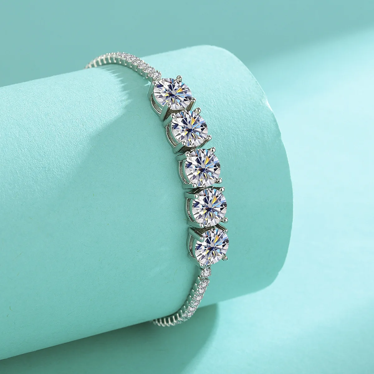 JH 5CT 925 فضة مويسانيتي سوار للتنس للنساء الرجال الكلاسيكية الماس سلسلة سوار D VVS1 غرامة مجوهرات مختبر الماس