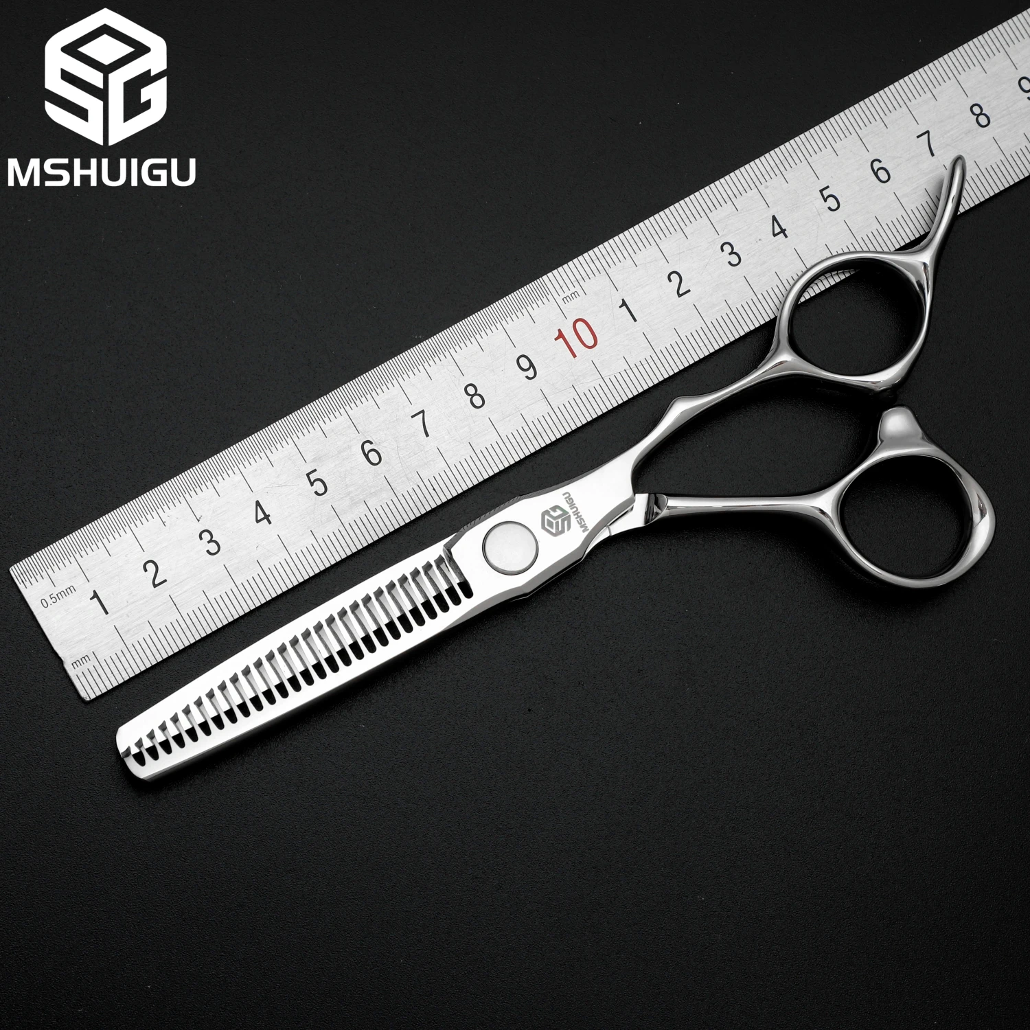 MSHUIGU Professionelle Haarstrukturschere, gebogene Klinge, kann Schere, Friseurschere, Werkzeugzubehör, Japan vg10 Stahl, 15,2 cm verschiebbar – Detail 18