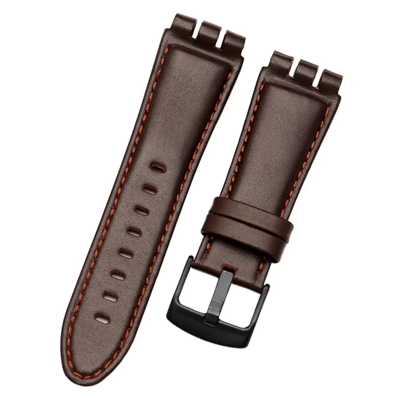 Accessori per orologi cinturino per cinturino swatch 23mm cinturino in pelle morbida impermeabile da uomo di qualità cinturino in pelle marrone nera