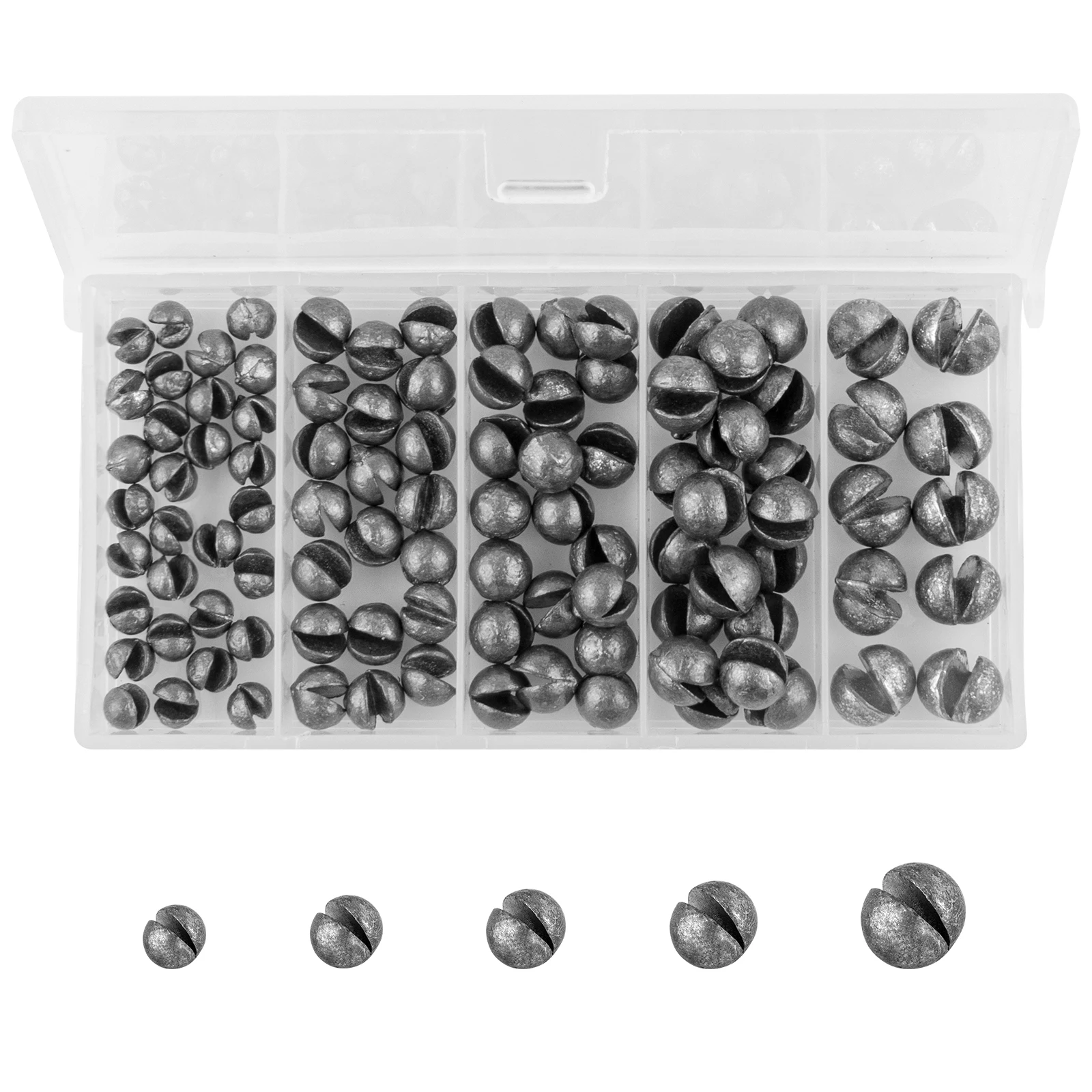 

100pcs Split Shot Fishing Weights Sinkers Clip on Round Lead Egg Sinker Removable Weights for Bass Trout Crappie Saltwater