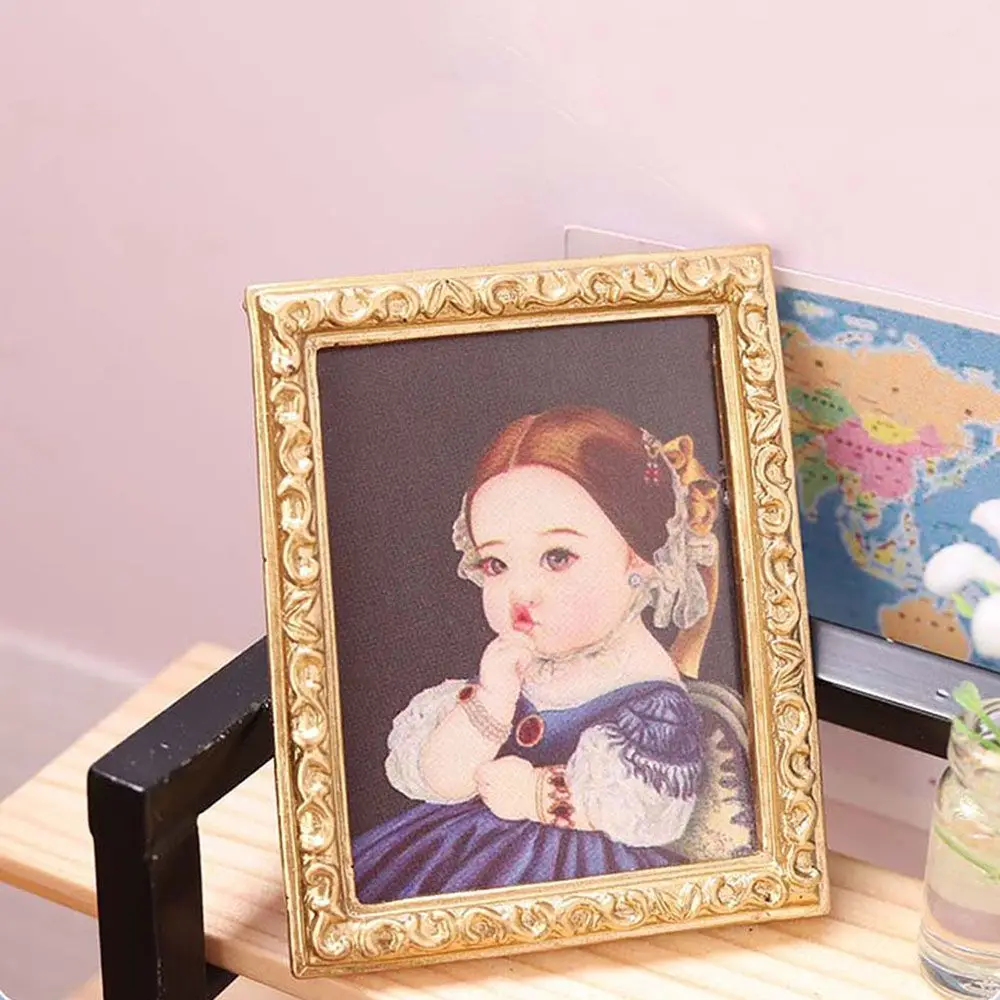 1:12 ScaleDollhouse Oil Painting Miniature Pictures Retro Frame Wall Mural Mini Furniture Scene Model Gift Toy Dolls Accessories