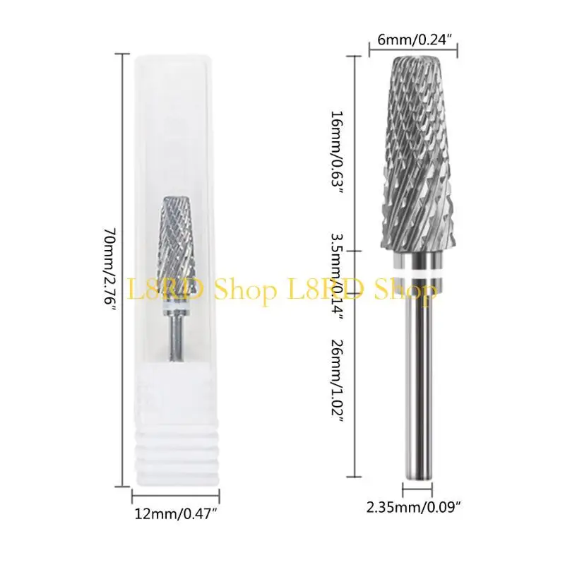 L8RD węglik wolframu 5 w 1 wiertło do paznokci kształt stożkowy wiertło proste do akrylowego paznokci żel wiertarka akcesoria do