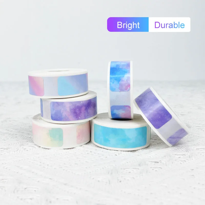 Fita de etiqueta térmica gradiente 12x40mm, colorida, autoadesiva, rolo de papel para impressão, à prova d'água, presente, nome, preço doméstico