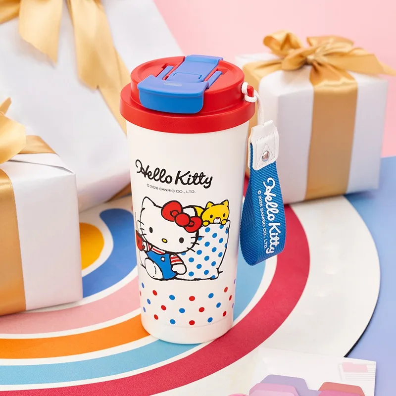 X&W HelloKitty Theme Thermos Cups 316 Stainless Steel Tumbler Cute Cartoon Straw Cup Portable Outdoor Travel Cup for Girl Gift