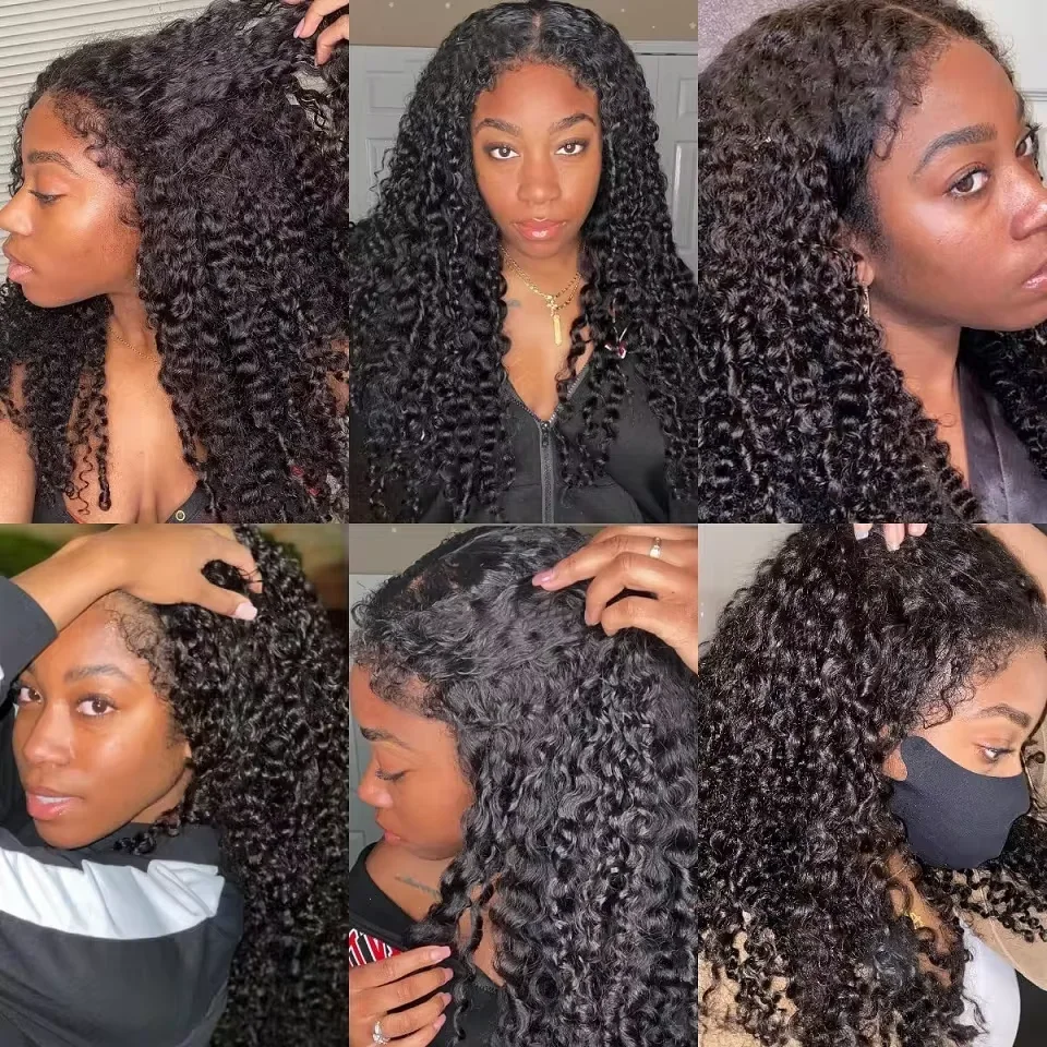 Kinky Curly 4C Edges Baby Hair Lace Wigs Deep Wave 13x6 HD Lace Frontal Wig 100% Human Hair Curly13x4 Lace Front Human Hair Wigs