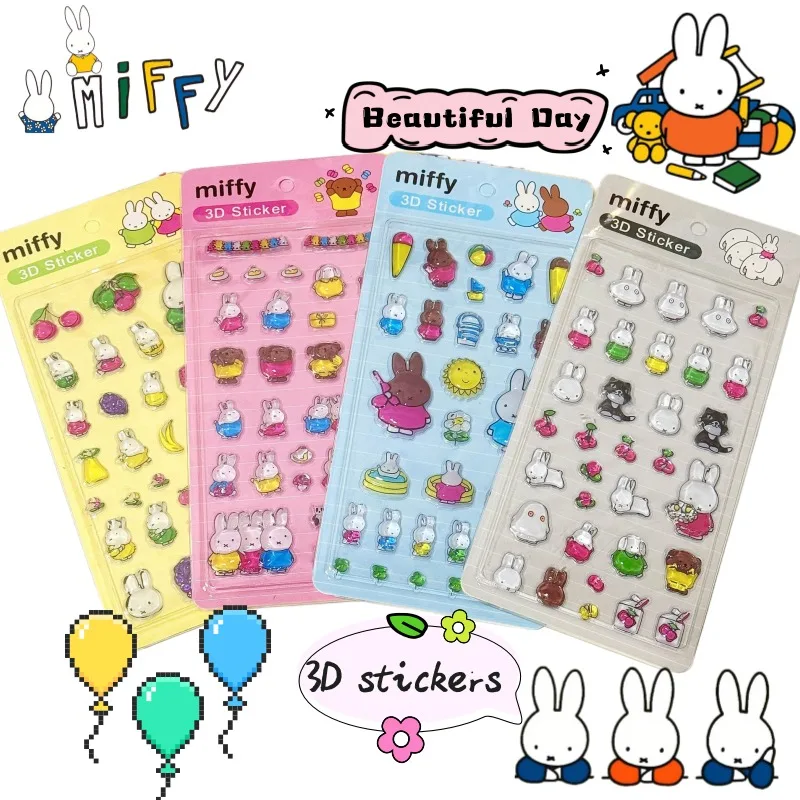 

Cartoon character Miffy cute high-value 3D stickers creative kawaii girl journal decoration stickers bubble stickers toy gift