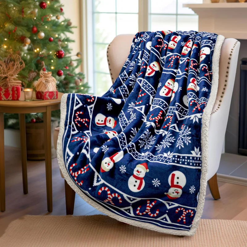 Premium Christmas Sherpa Blanket Decoration Gift Warm and Comfortable Holiday Leisure Fashion