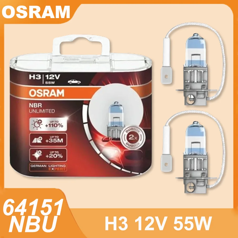 

OSRAM Ночной выключатель неограниченный H3 12 В 55 Вт 64151NBU + 110% яркий Улучшенный автомобильный туман оригинальная галогенная лампа 3300K