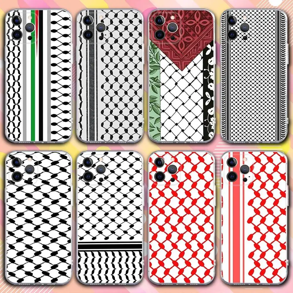 

Keffiyeh P-Palestine-S Phone Case For iPhone 17,16,15,14,13,12,11 Pro,Max,Plus,X,XS,XR,SE4,E Mini Transparent Soft Cover