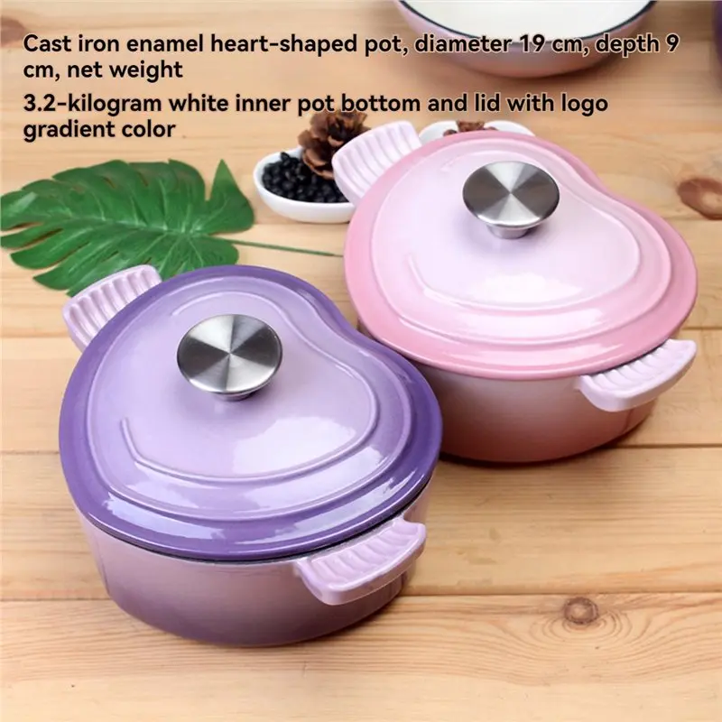 ABCL Heart-Shape Enameled Soup Pot, For All Stove Top Compatible, Premium Cast Iron Dutch Oven With Lid For Stew Baking B
