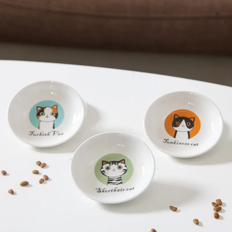 New Creative Cute Cat Small Saucer Shape Mini Plate Ceramics Cartoon Dish Creative Snack Plate Chinchilla Squirrel Hedgehog Bowl