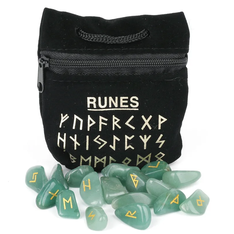 25Pcs/Set Natural Crystal Rune Polished Tumble Stone Aventurine Quartz Carnelian Reiki Healing Crystals Divination Meditation