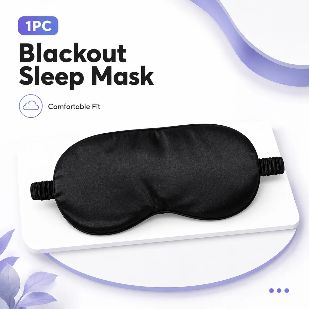 1PC Ultra Soft Blackout Sleeping Eye Mask with Stretch Elastic Band Breathable Lightweight Sleep Cover for Travel Office Nap