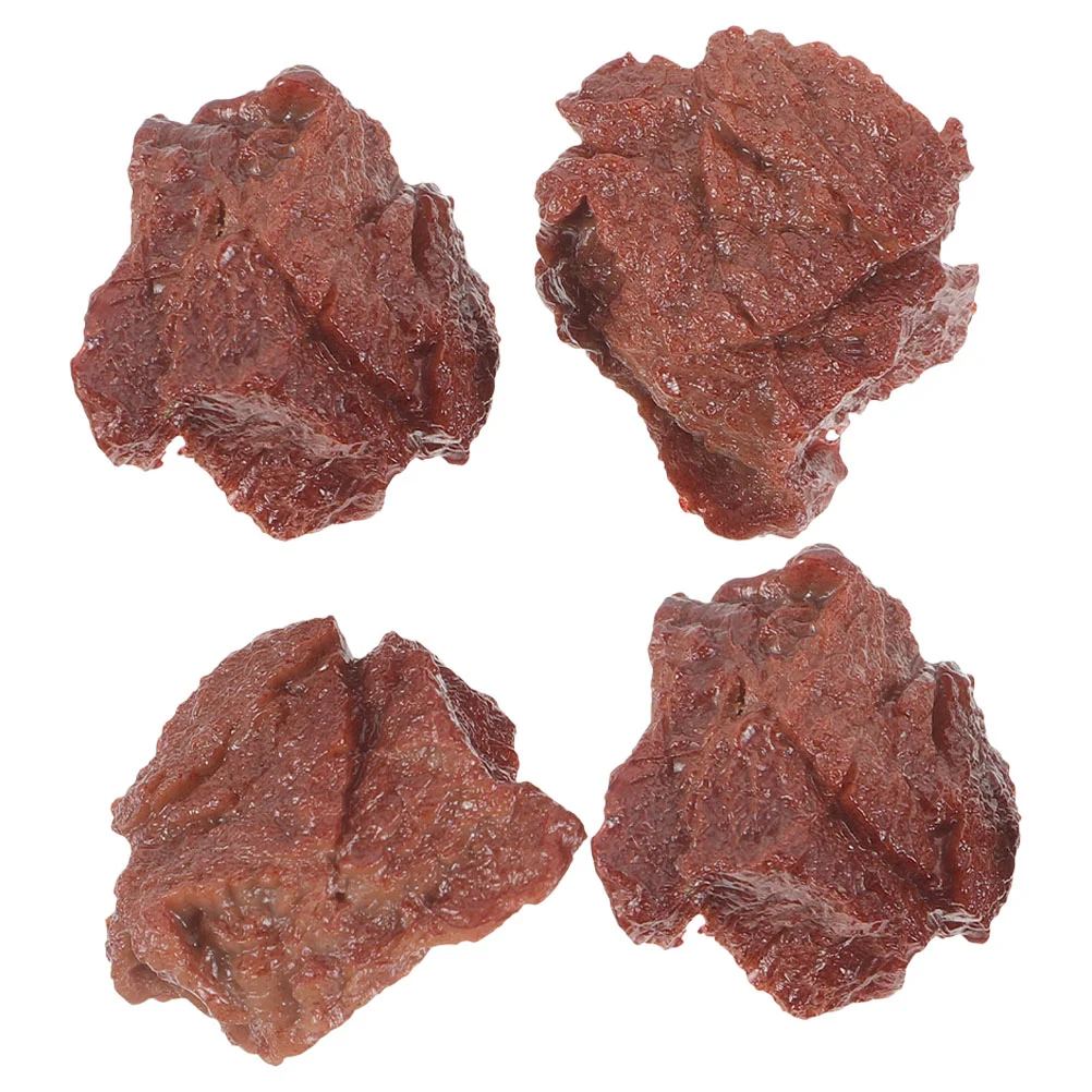 4 Pcs Steak Model Fake Ornaments Kitchen Food Decor Decors Artificial Meat Props Pvc Toys Beef Display