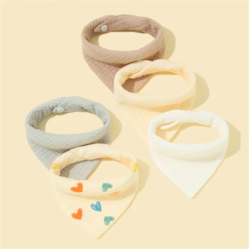 5 Pcs/Set Summer Breathable Gauze-Cotton Baby Bibs Soft Infants Printing  Burp Cloths High Absorbent Newborns Products