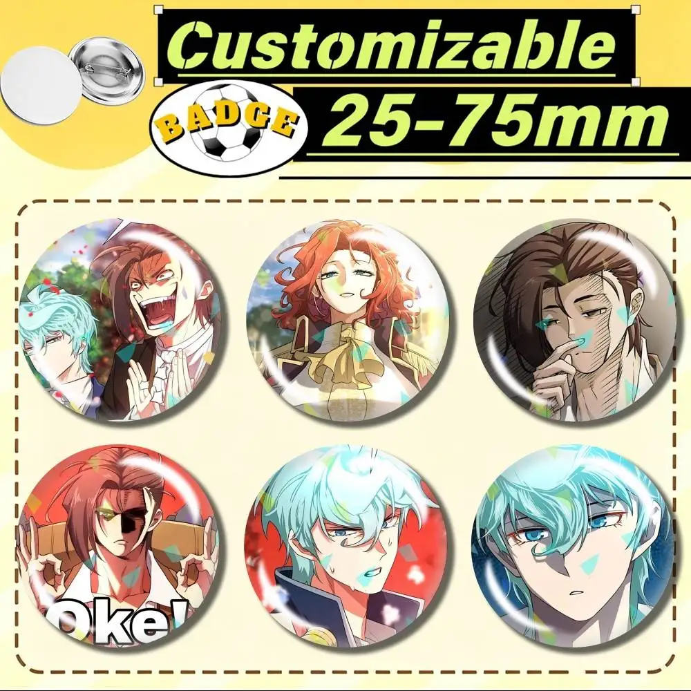 E-Estate D-Developer Manhwa Lloyd Customizable Round Brooch Pins, Personalized Badges With Broken Glass Design Fashion Accessory