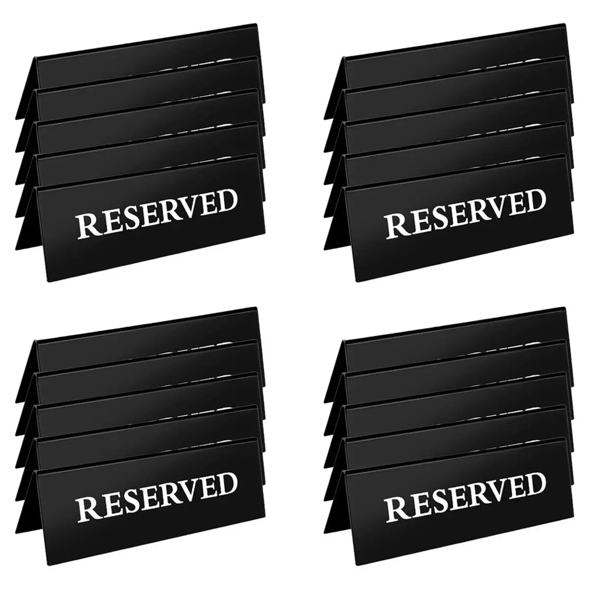 ABDD HOT  20 Pcs Reserved Table Signs, Black Acrylic Reserved Signs for Wedding, Double Sided Tent Reserved Seating Signs