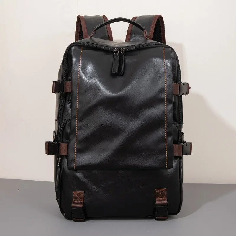 Fashion Backpack Men Rucksack Business Backpacks Male Large Capacity Laptop Bags Leather Buckle Backbags Multifunction Schoolbag