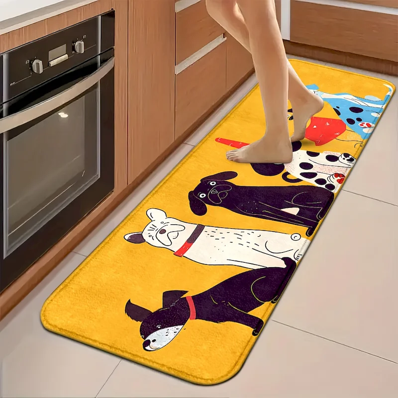 VIKAMA Sea Animal Print Kitchen Runner Rug, Non Slip Washable Oil Absorb Mat, Dog Starfish Shell Indoor Entry Decor Floor Carpet