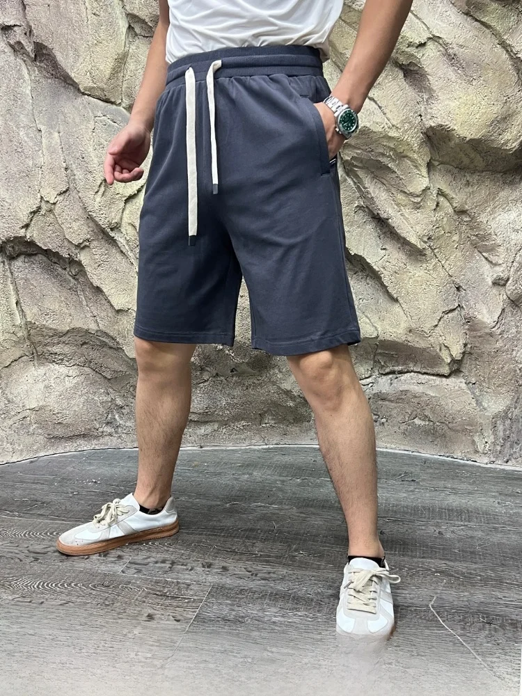 Basic Versatile Men's Knitted Pure Cotton Elastic Waist Five-Quarter Length Fashionable  Color Shorts Summer Wear