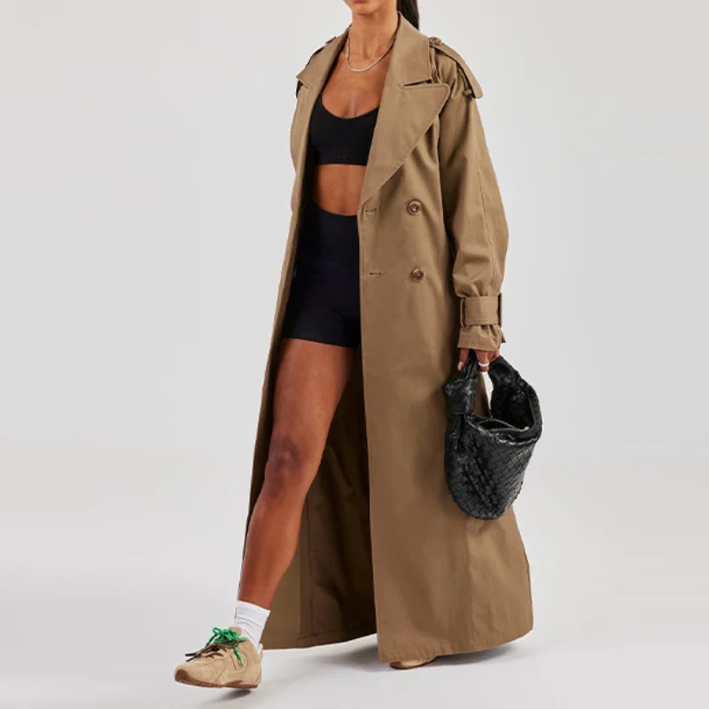 

Женская ветровка большого размера цвета хаки, модное элегантное пальто с регулируемым поясом, повседневная уличная верхняя одежда, осень-зима 2021, дорожная куртка