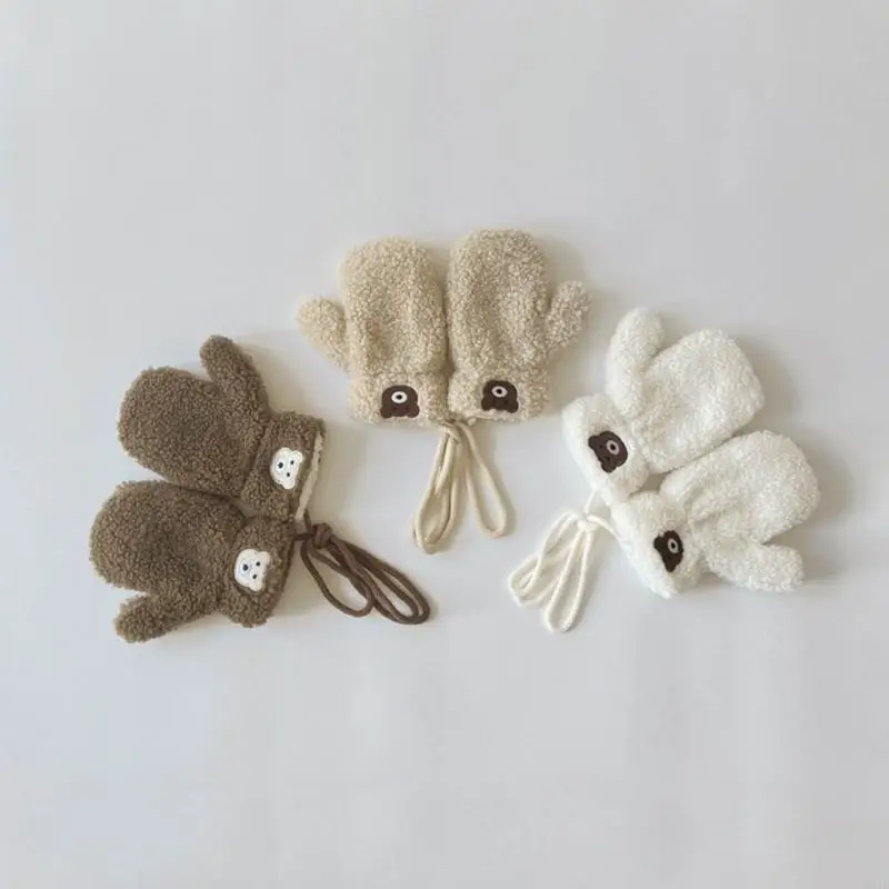 

Q22D Baby Neck Hanging Gloves Toddler Fingerless Gloves Lovely Neck Strap Gloves Gift