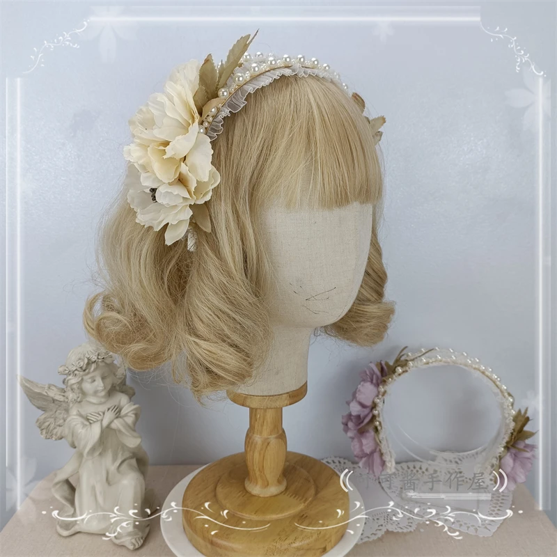 Original Lolita Pearl Headband KC Flower Fairy Hair Accessories Fairy Dignified Hollow Accessories Lolita