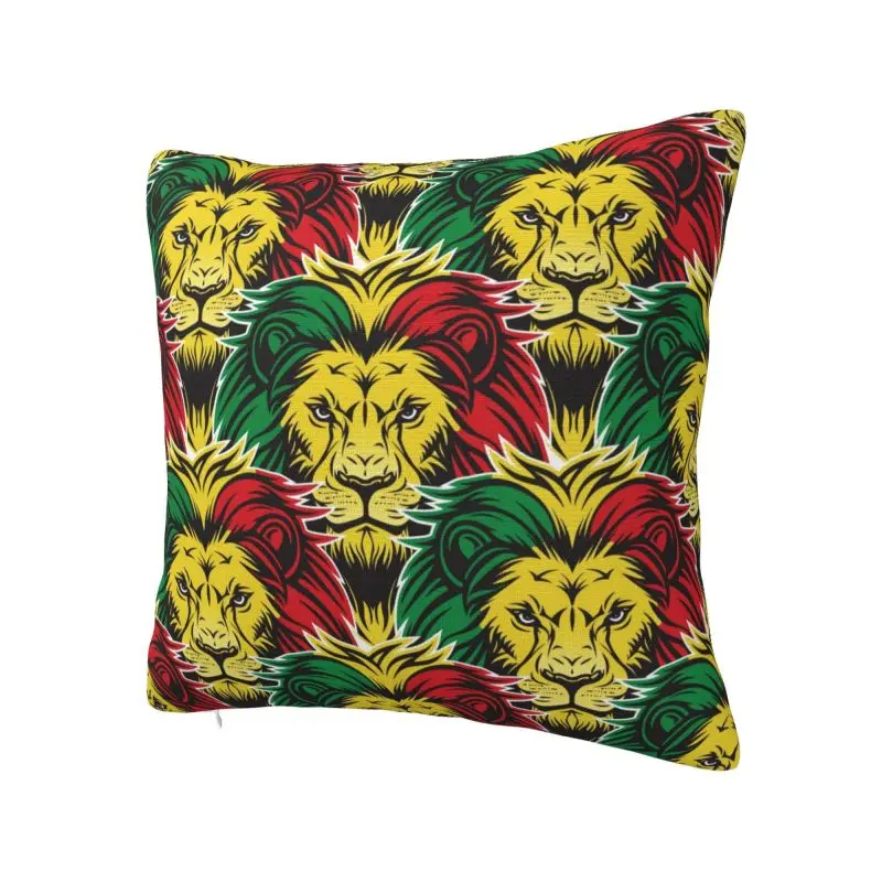 Jamaica Rasta Lion Throw Pillow Case 40*40cm Sofa Reggae Jamaican Flag Cushion Cover Polyester Pillowcase Double-sided Printing