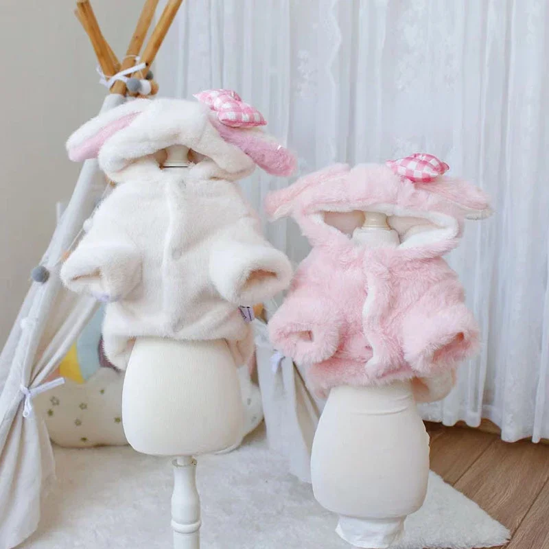 Pet Cute Love Rabbit Coat Dog Transformation Clothes Dog Cat Autumn/Winter Plush Rabbit Hair Ears Love Clothes Teddy Bears