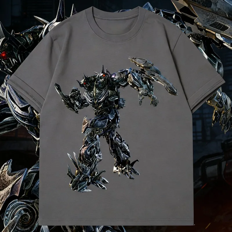 

2025-26 Summer Transformers Graphic 100% Cotton Printed T-shirt for Men Hasbro Brand Children and Unisex Breathable Loose Casual