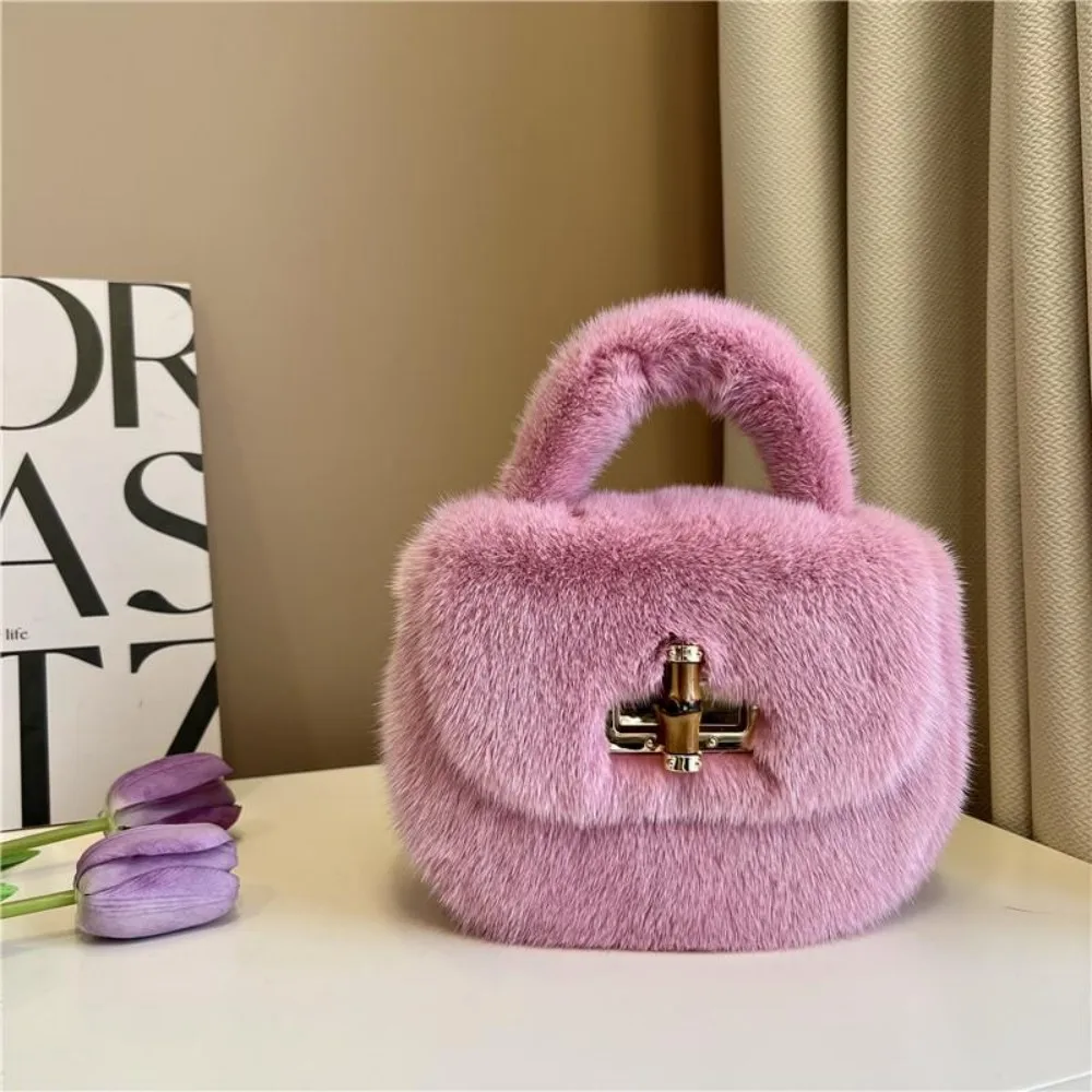 Damenhandtasche Luxus Natur Nerzfell Henkeltasche Schulter-Crossbody-Taschen für Damen 2026 Designer Hochwertige Echtpelz-Tragetasche – Detail 4