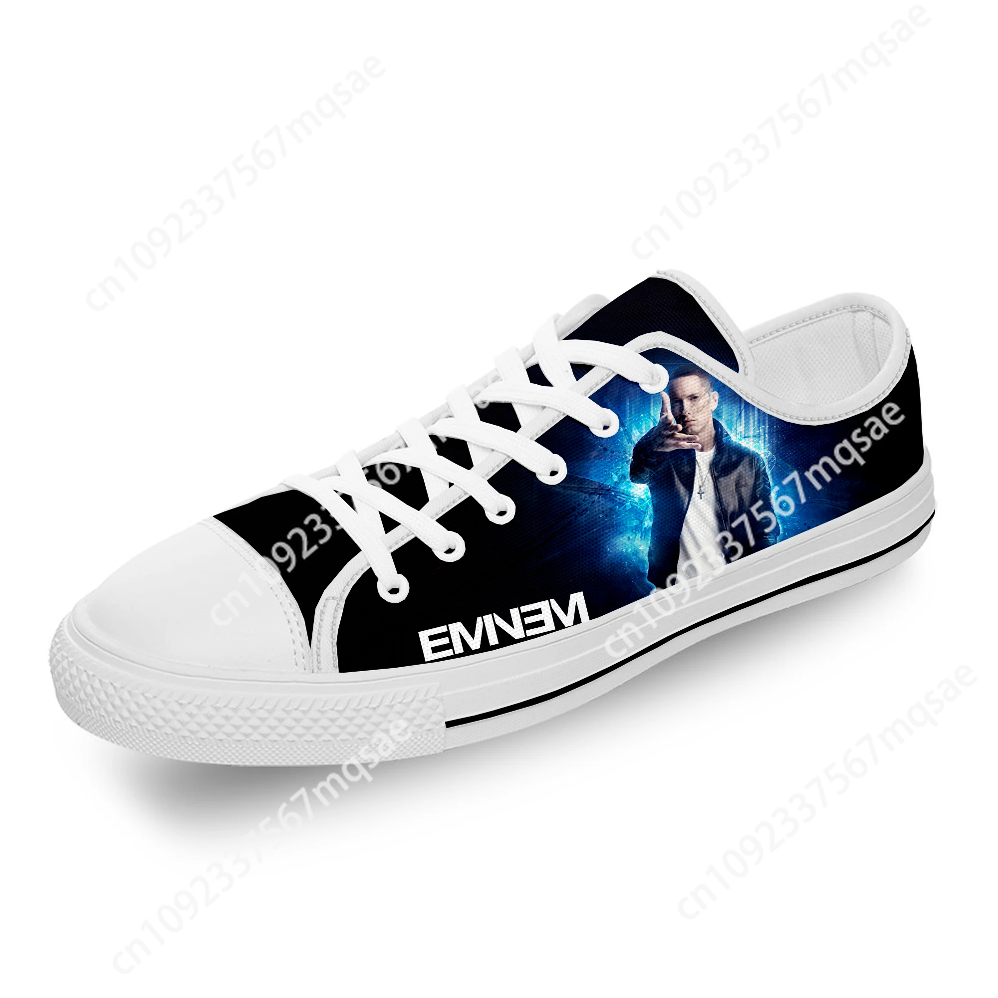 Eminem Hip Hop Rapper Rap Singer White Cloth Fashion 3D Print Low Top Canvas Shoes Men Women Lightweight Breathable Sneakers