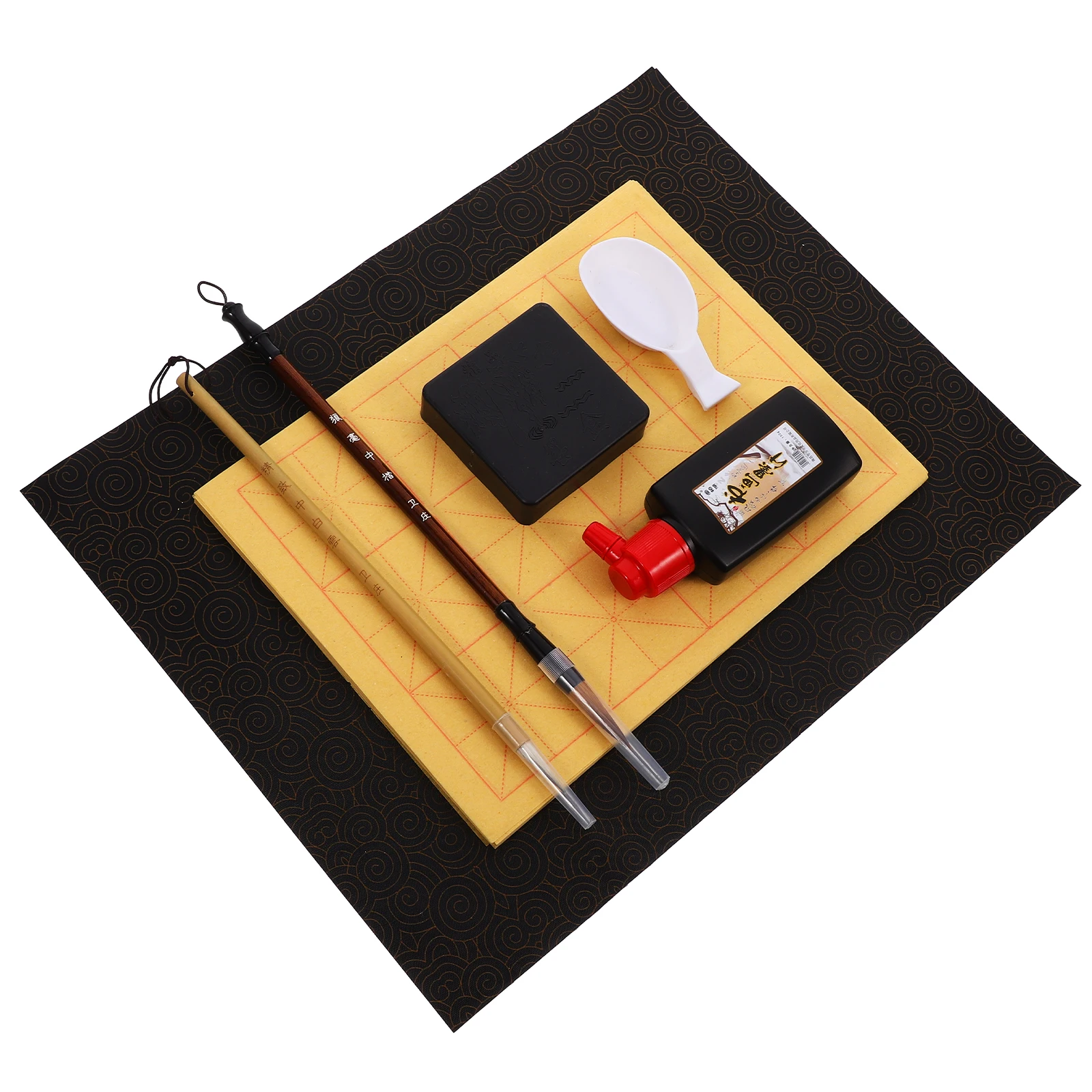 

1 Set Calligraphy Practice Set For Beginners Includes Ink Brush Ink Stone Paperweight Paper Calligraphy Kit For Chinese Japanese