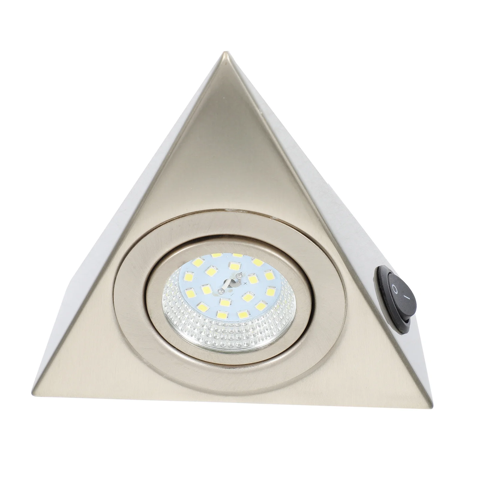 Éclairage sous-meuble en acier inoxydable, Mini lampe triangulaire pour étagère Led, blanc brossé, pour cuisine, garde-robe, placard, affichage, 13x13cm