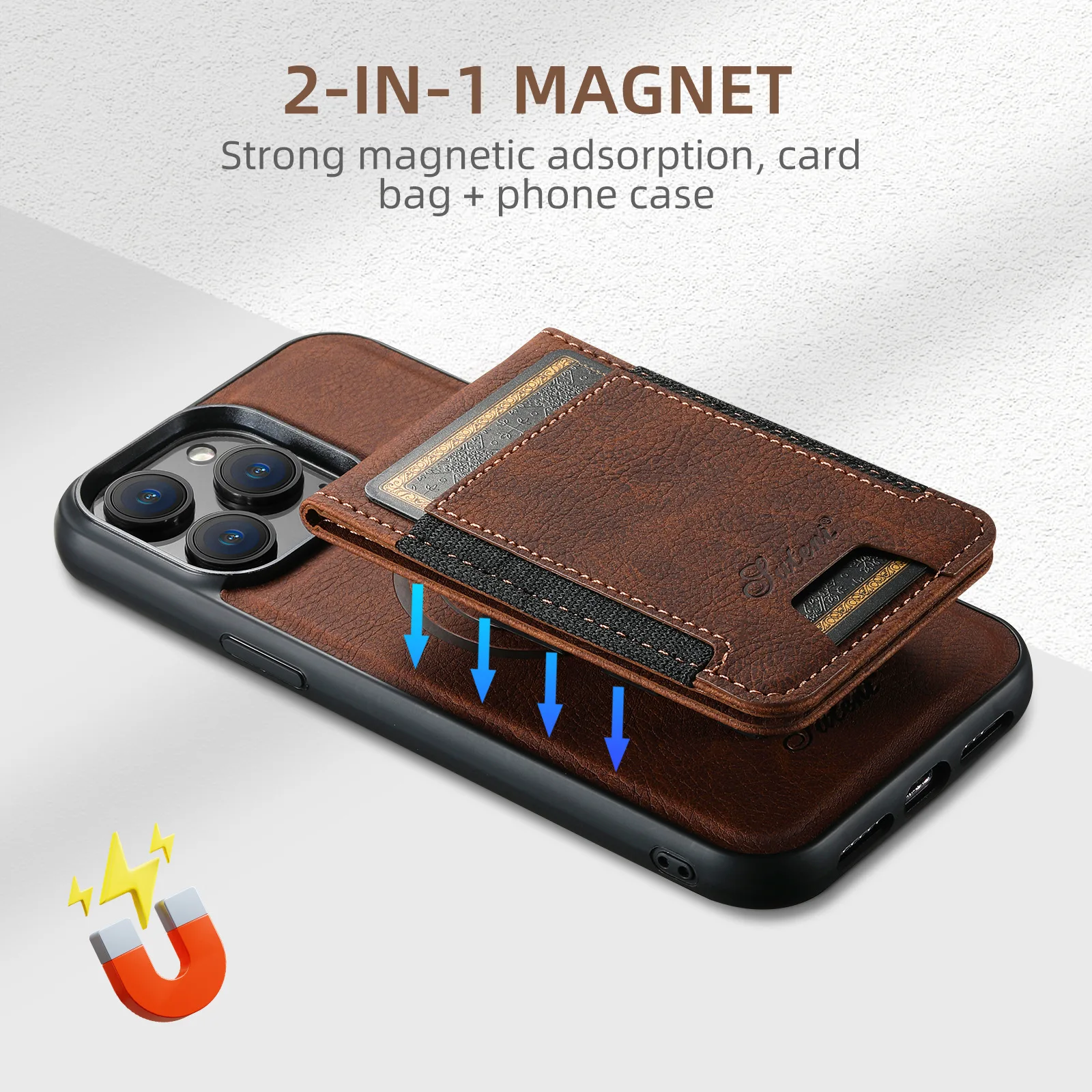 MagSafe Magnetic Wireless Charging Case for iPhone 15 Pro Max 14 13 12 Pro Max 15 Plus Leather Wallet Card Bag Slot Holder Cover