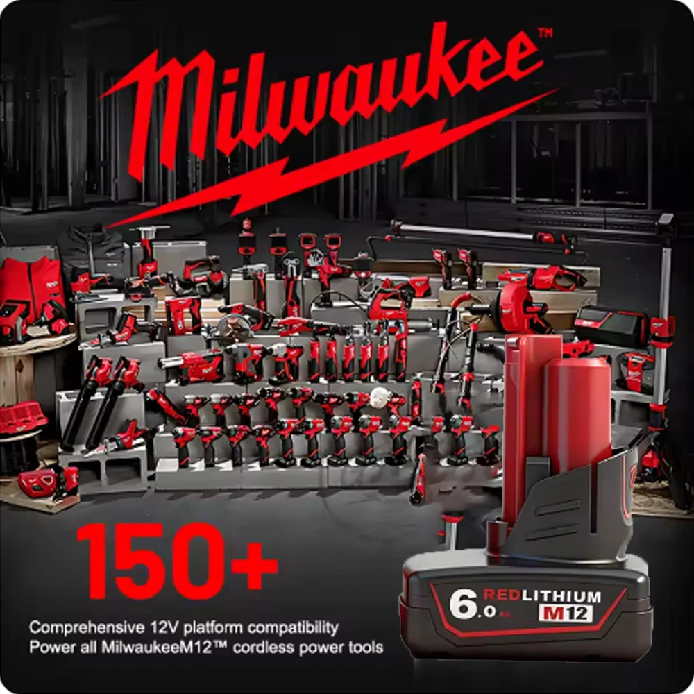 For Milwaukee M12 Battery 12V 6.0Ah Rechargeable Battery with Light For Milwaukee M12 Tools 48-11-2402 48-11-2401 48-11-2411