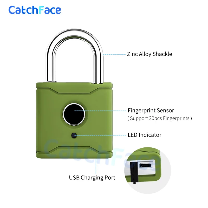 Russian Fingerprint TTlock App Waterproof Password Key 13.56khz USB Door Lock Smart Padlock Bluetooth
