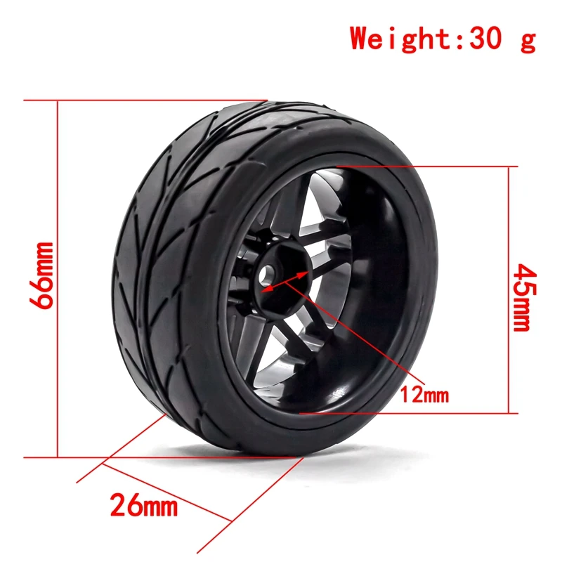 4 szt. 65mm na samochód zabawka oponie felgi rowerowe 12mm sześciokątny do 1/10 RC płaskie sportowe samochodów turystycznych HSP94123 94122 Sakura